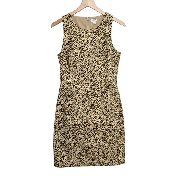J Crew Womens Size 4 Leopard Print Sleeveless Sheath Dress Minimalist Classic - Picture 2 of 7